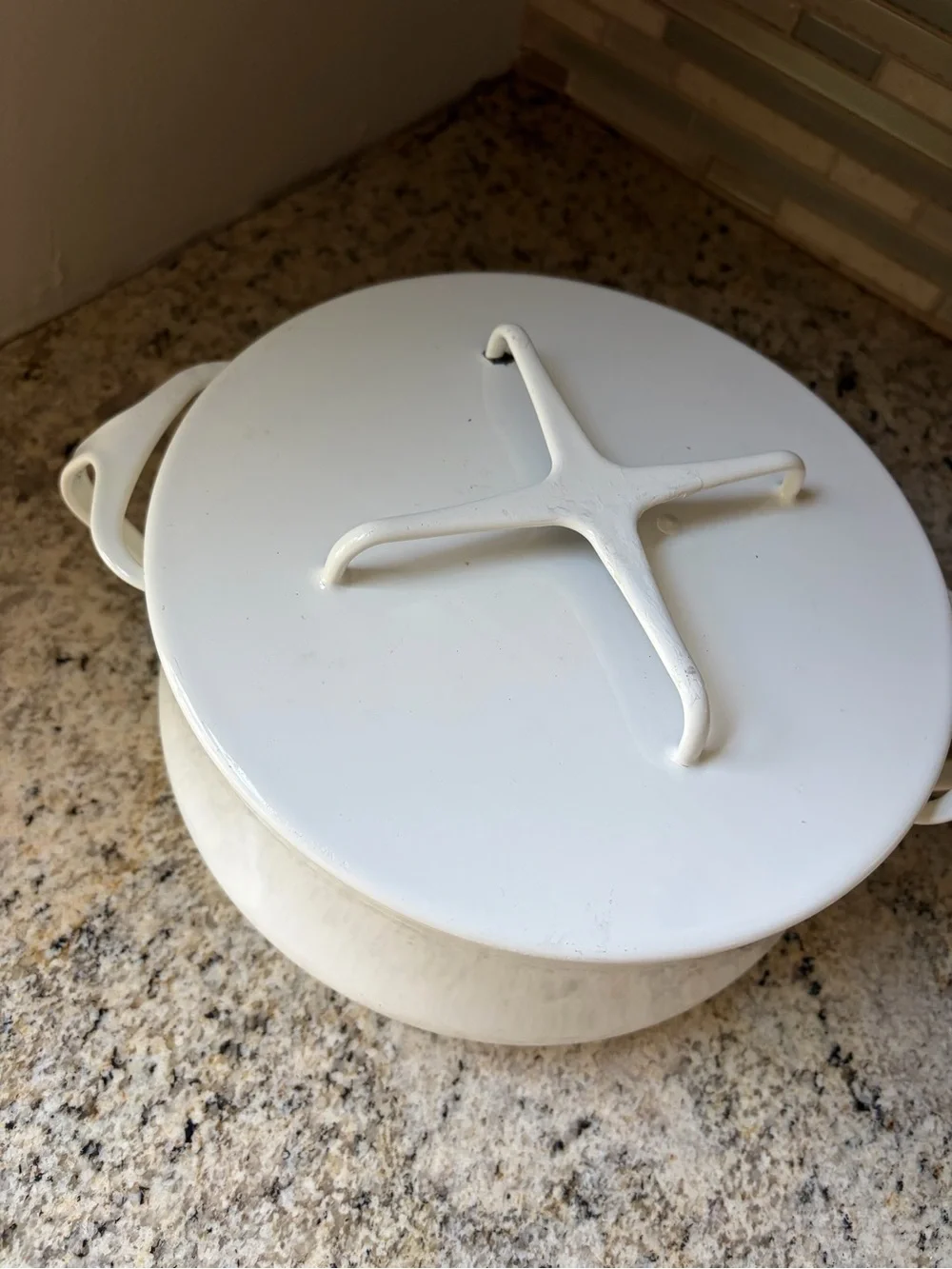 Vintage Dansk Kobenstyle white Enamel Dutch Oven